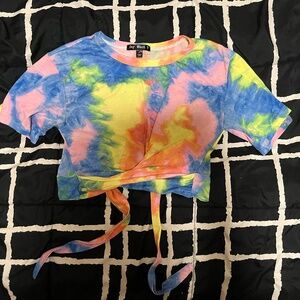Size: Small Say What? Cropped Tie-Dye Shirt